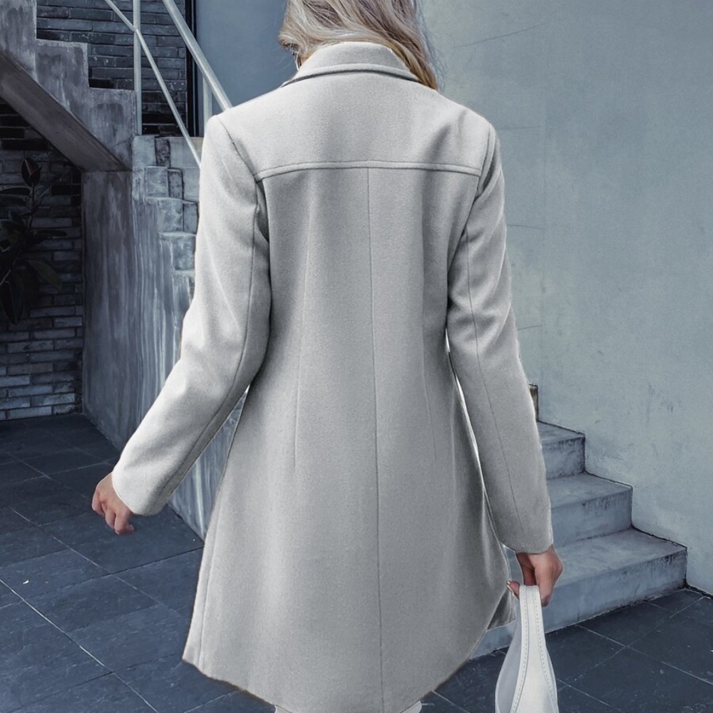 Classic Blue button double breast trench pea coat Minimalist - Picture 11 of 15